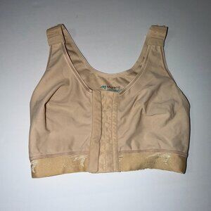 Marena Recovery Post Surgical Bra Beige Nude Size 32D Front Closure Compression